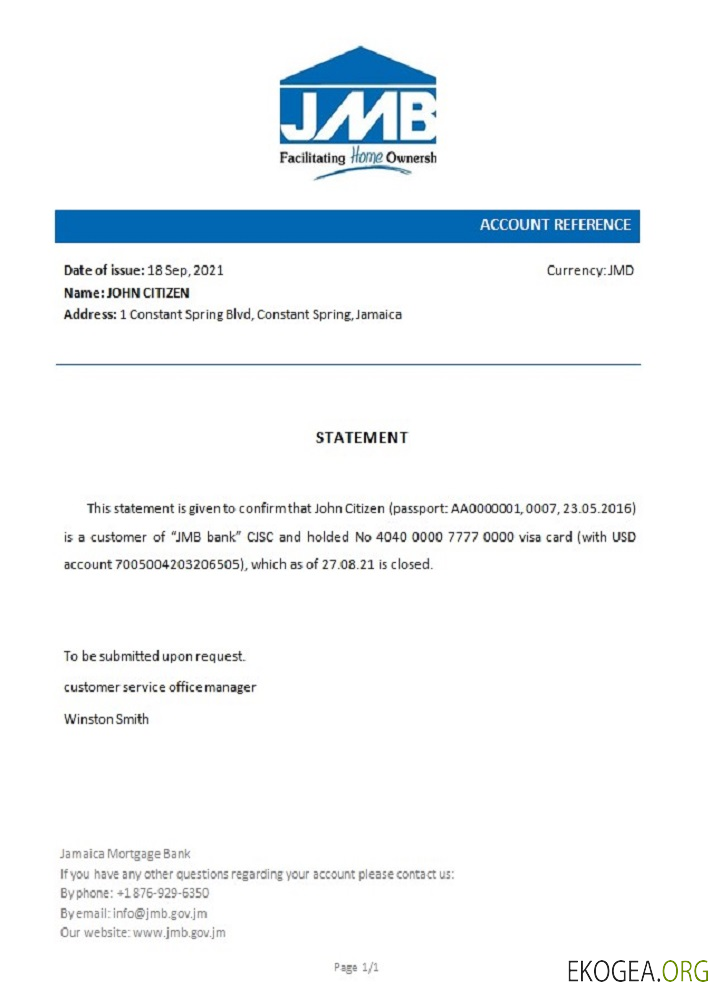 Référence Jamaica , Mortgage , closure
